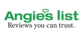 A green and white logo for angie 's list.