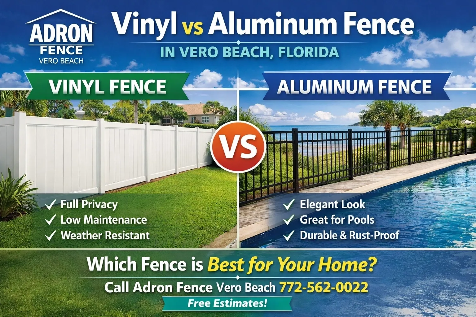 Vinyl vs aluminum fence in Vero Beach